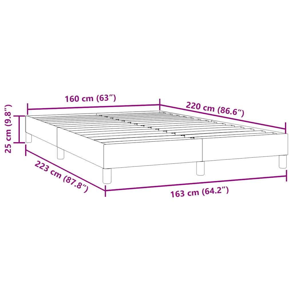 vidaXL Πλαίσιο κρεβατιού χωρίς στρώμα Ροζ 160x220 cm Βελούδινο