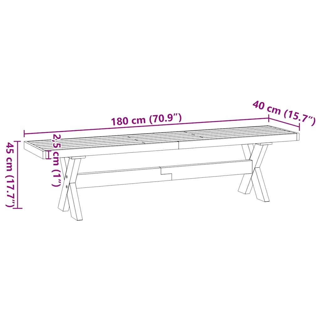 vidaXL Πάγκος τραπεζαρίας NOAIN με πόδια σχήματος X 180x40x45 cm