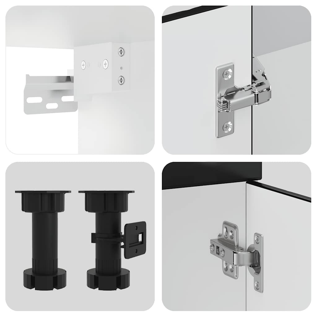 vidaXL Σετ Ντουλαπιών Κουζίνας 7 Τεμαχίων "Porto" Μαύρο από Μηχανικά Ξύλινα Έπιπλα