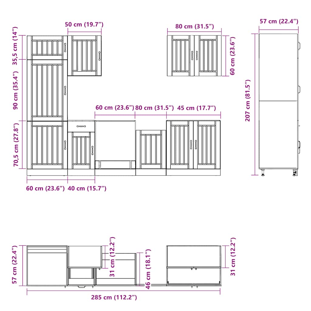 vidaXL Σετ ντουλαπιών κουζίνας 7 τεμαχίων "Lucca" Λευκό μηχανικό ξύλο