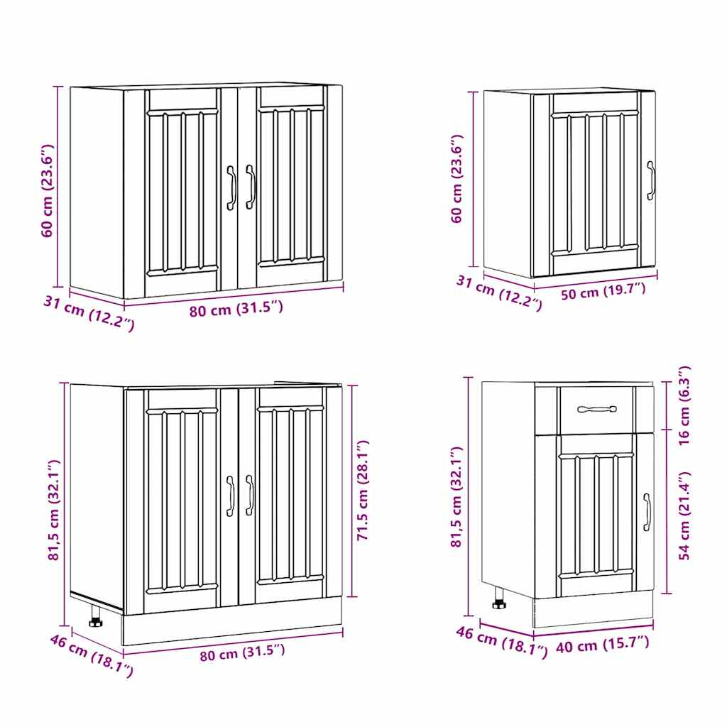 vidaXL Σετ Ντουλάπια Κουζίνας 7 Τεμαχίων Lucca Επεξεργασμένο Ξύλο