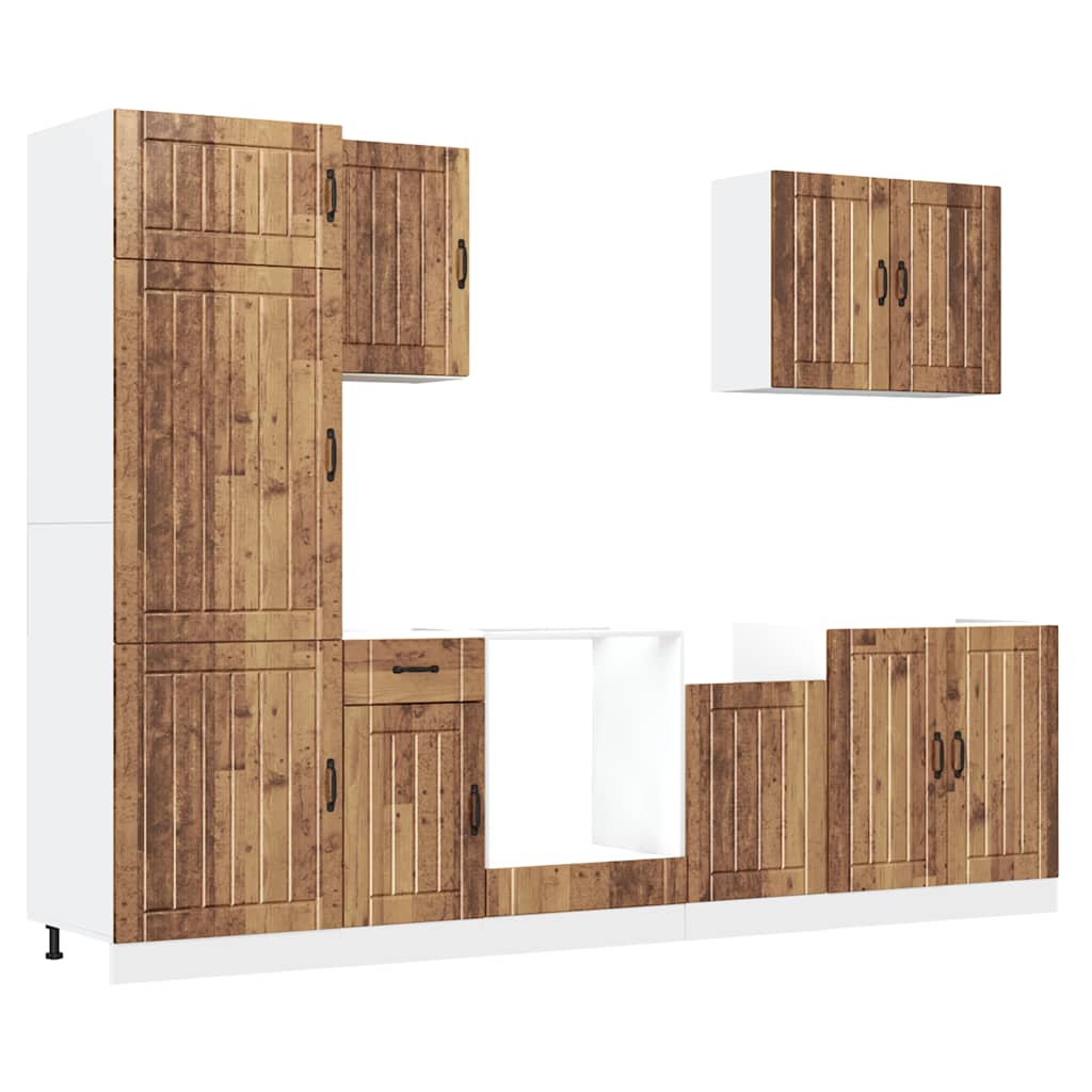 vidaXL Σετ Ντουλάπια Κουζίνας 7 Τεμαχίων Lucca Επεξεργασμένο Ξύλο