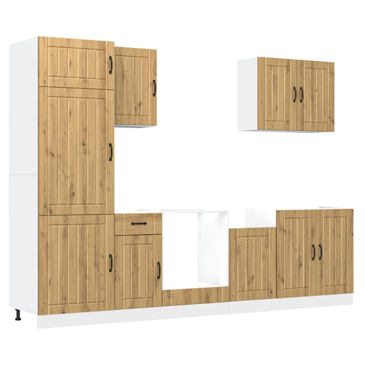 vidaXL Σετ Ντουλάπια Κουζίνας 7 Τεμαχίων Lucca Επεξεργασμένο Ξύλο