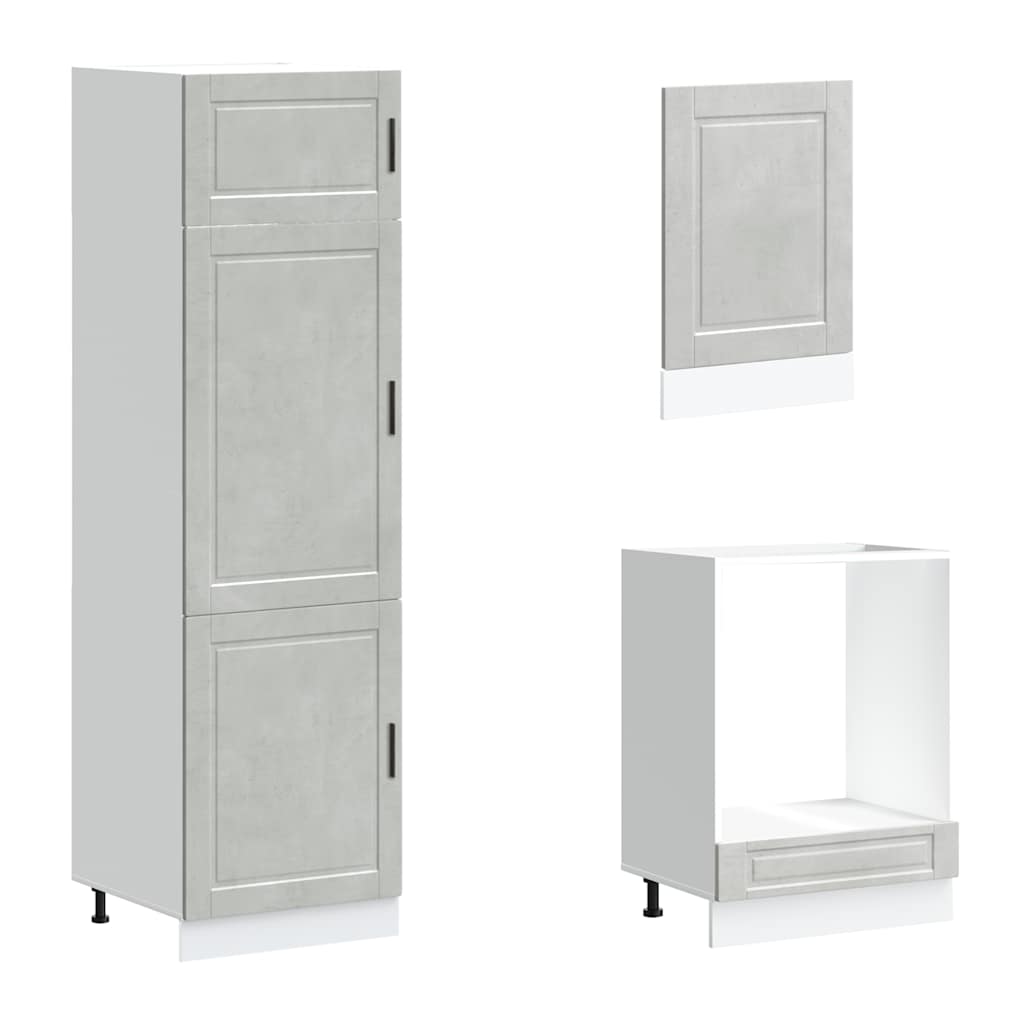 vidaXL Σετ Ντουλαπιών Κουζίνας 7 Τεμαχίων "Porto" Γκρι από Σκυρόδεμα με Μηχανική Επένδυση Ξύλου