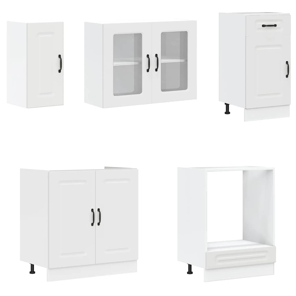 vidaXL σετ ντουλαπιών κουζίνας 8 τεμαχίων "Kalmar" Λευκό μηχανικό ξύλο