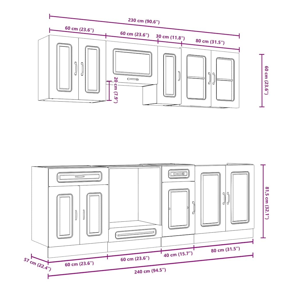 vidaXL Σετ Ντουλάπια Κουζίνας 8 Τεμαχίων Kalmar Επεξεργασμένο Ξύλο