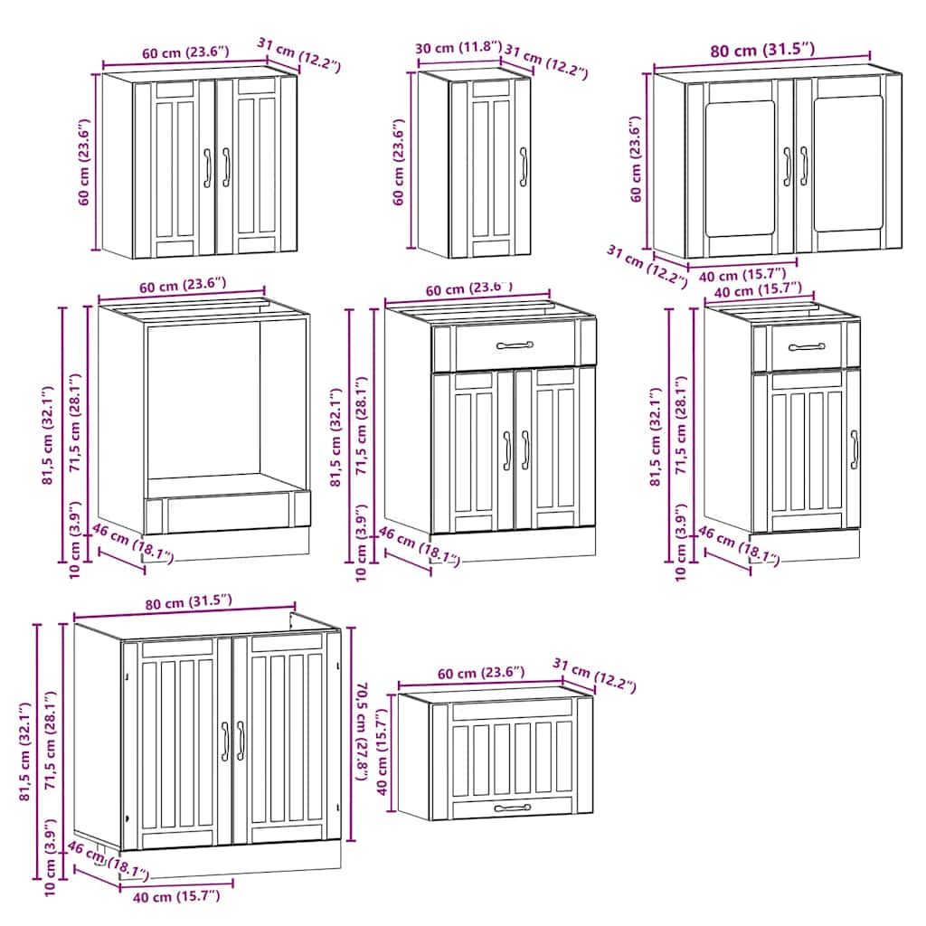 vidaXL Σετ Ντουλαπιών Κουζίνας 8 Τεμαχίων "Lucca" από Γυαλιστερό Λευκό Τεχνητό Ξύλο