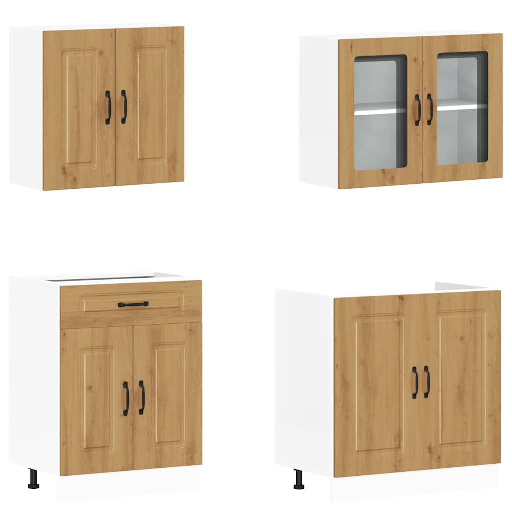 vidaXL Σετ Ντουλάπια Κουζίνας 4 Τεμαχίων Kalmar Επεξεργασμένο Ξύλο