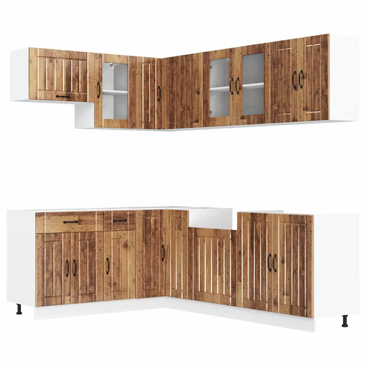 vidaXL Σετ Ντουλάπια Κουζίνας 11 τεμ. Lucca Παλαιού Ξύλου Επεξ. Ξύλο