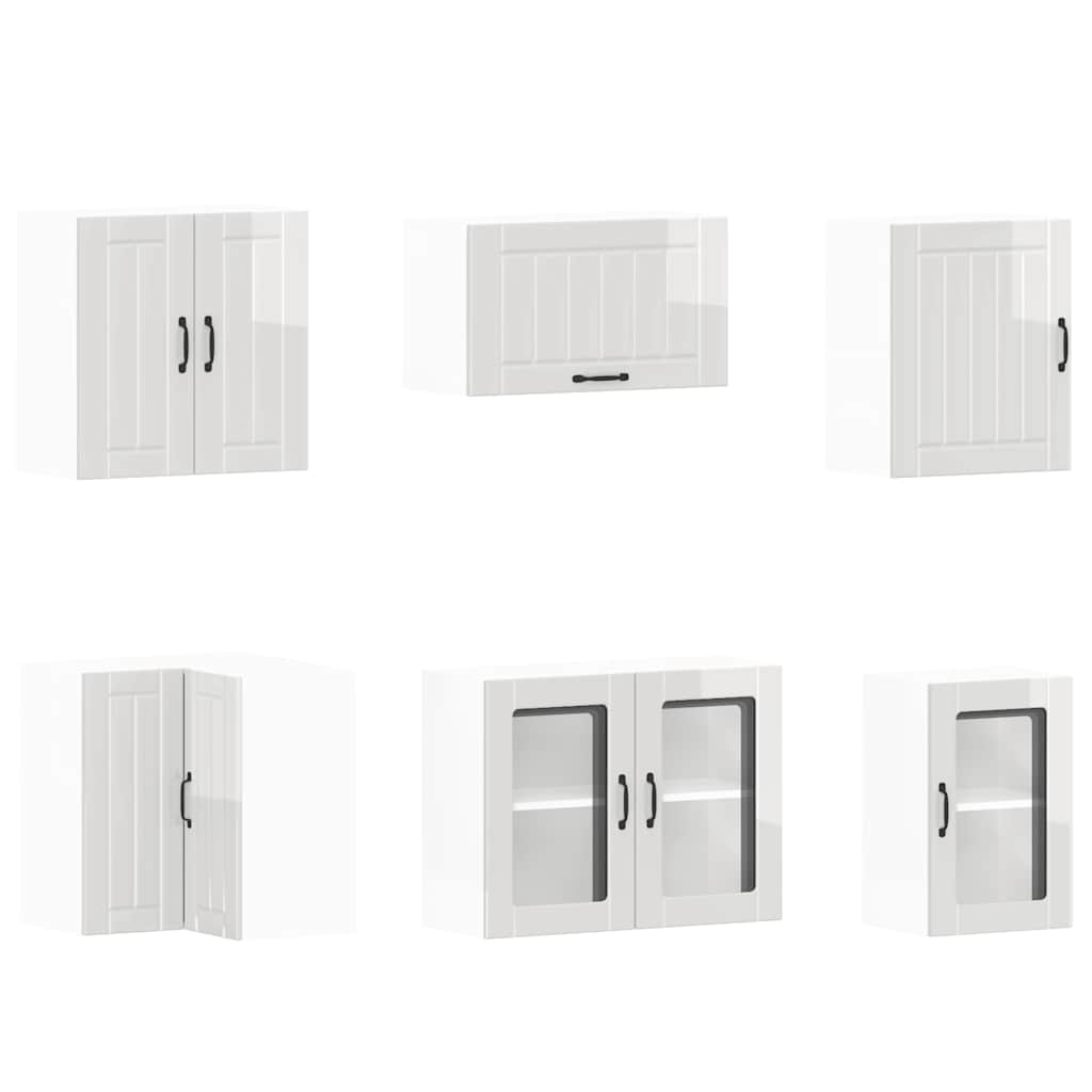 vidaXL Σετ Ντουλάπια Κουζίνας 11τεμ. Γυαλιστερό Λευκό Lucca Επεξ. Ξύλο