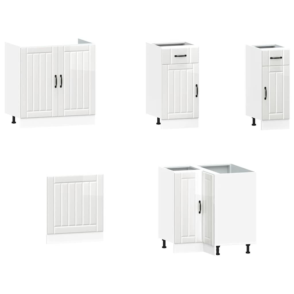 vidaXL Σετ Ντουλάπια Κουζίνας 11τεμ. Γυαλιστερό Λευκό Lucca Επεξ. Ξύλο