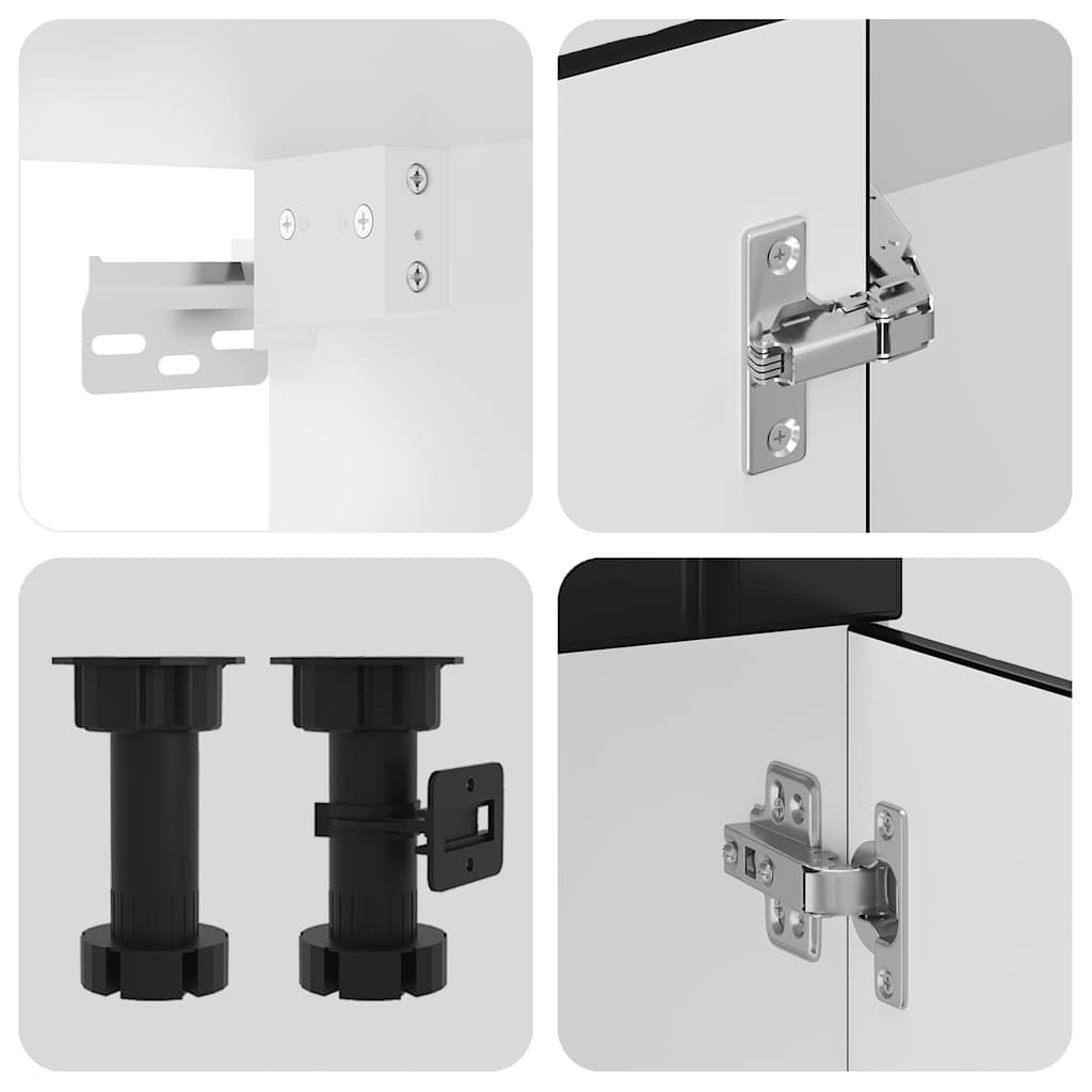 vidaXL 14 Piece Kitchen Cabinet Set "Lucca" Μαύρο κατασκευασμένο ξύλο