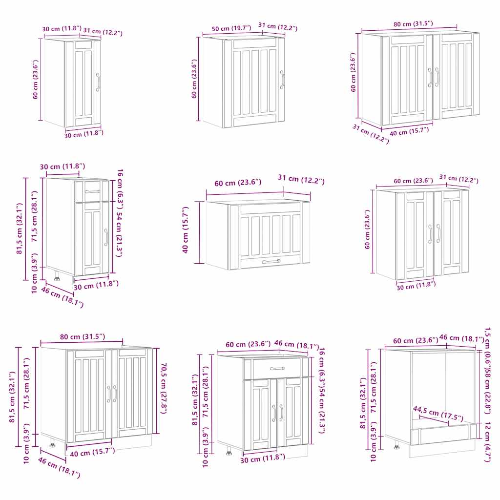 vidaXL 14 Piece Kitchen Cabinet Set "Lucca" Μαύρο κατασκευασμένο ξύλο