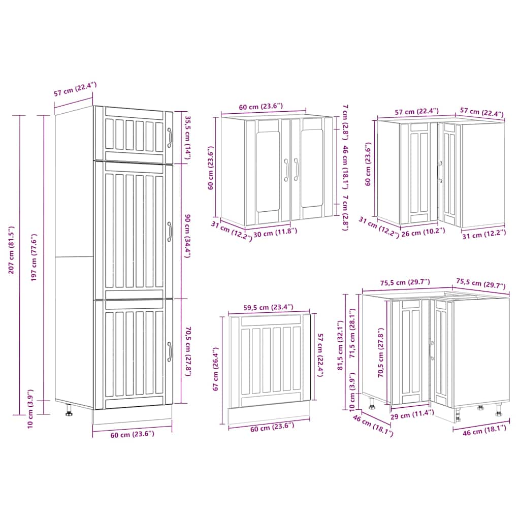 vidaXL 14 Piece Kitchen Cabinet Set "Lucca" Μαύρο κατασκευασμένο ξύλο