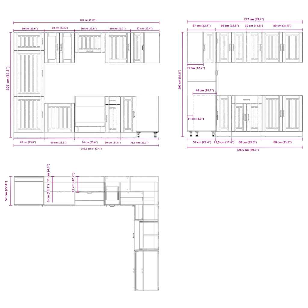 vidaXL Σετ Ντουλάπια Κουζίνας 14 τεμ. Lucca Sonoma Δρυς Επεξ. Ξύλο