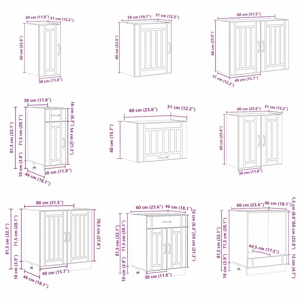 vidaXL Σετ Ντουλάπια Κουζίνας 14 τεμ. Lucca Sonoma Δρυς Επεξ. Ξύλο