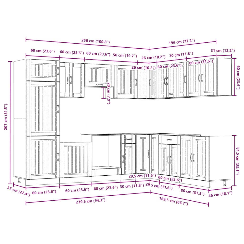 vidaXL Σετ Ντουλάπια Κουζίνας 14 τεμ. Lucca Γκρι Σκυροδ. Επεξ. Ξύλο