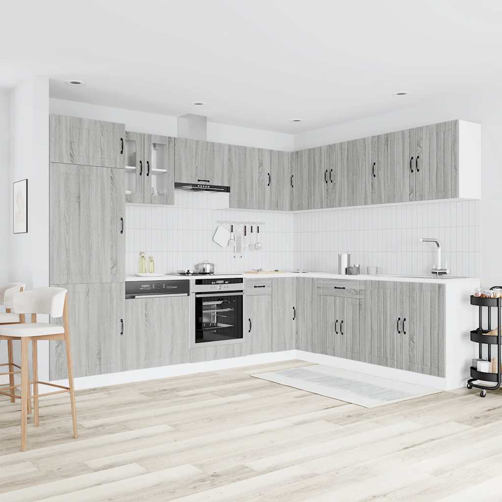 vidaXL Σετ Ντουλάπια Κουζίνας 14 τεμ. Lucca Γκρι Sonoma Επεξ. Ξύλο