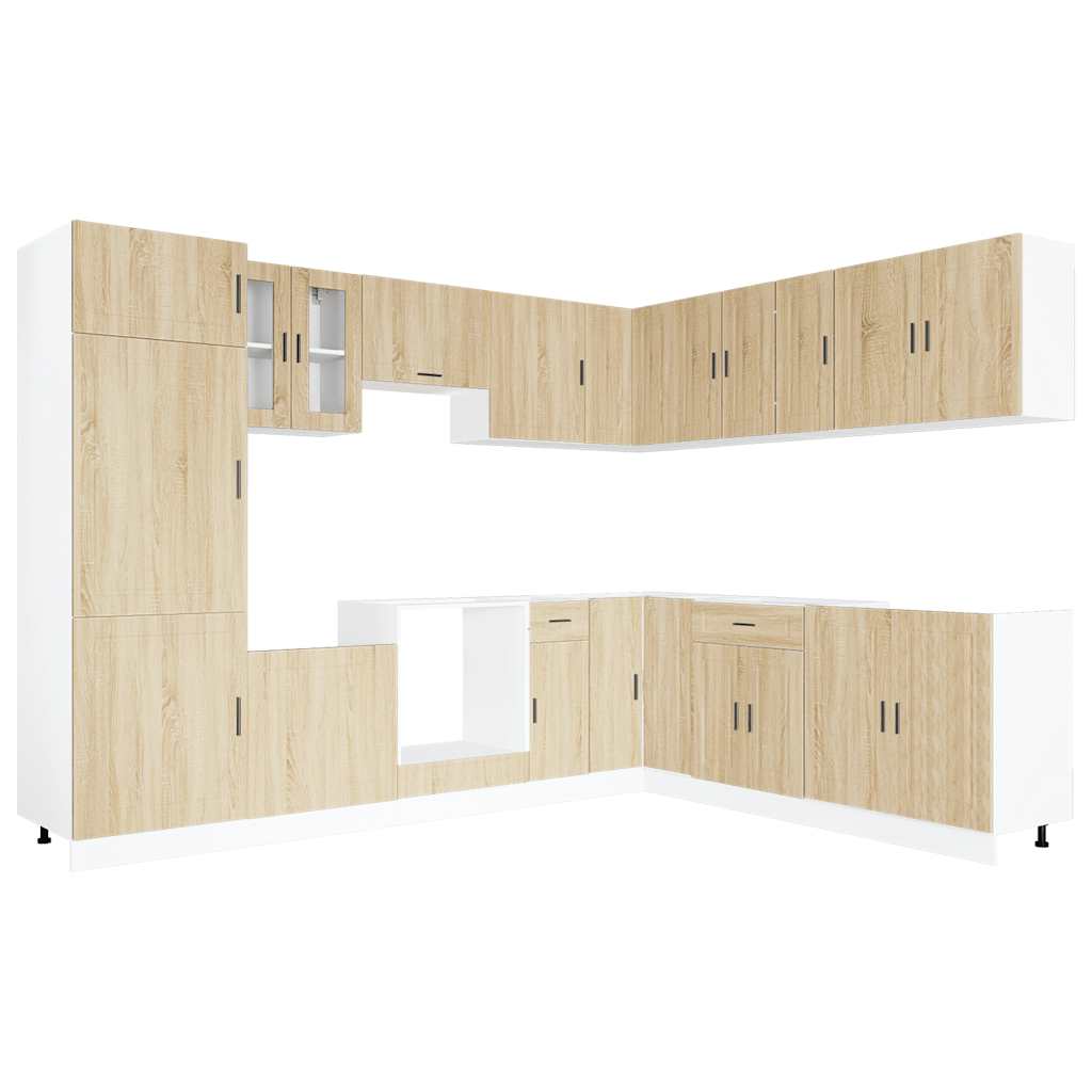 vidaXL Σετ Ντουλάπια Κουζίνας 14 Τεμαχίων Porto Επεξεργασμένο Ξύλο