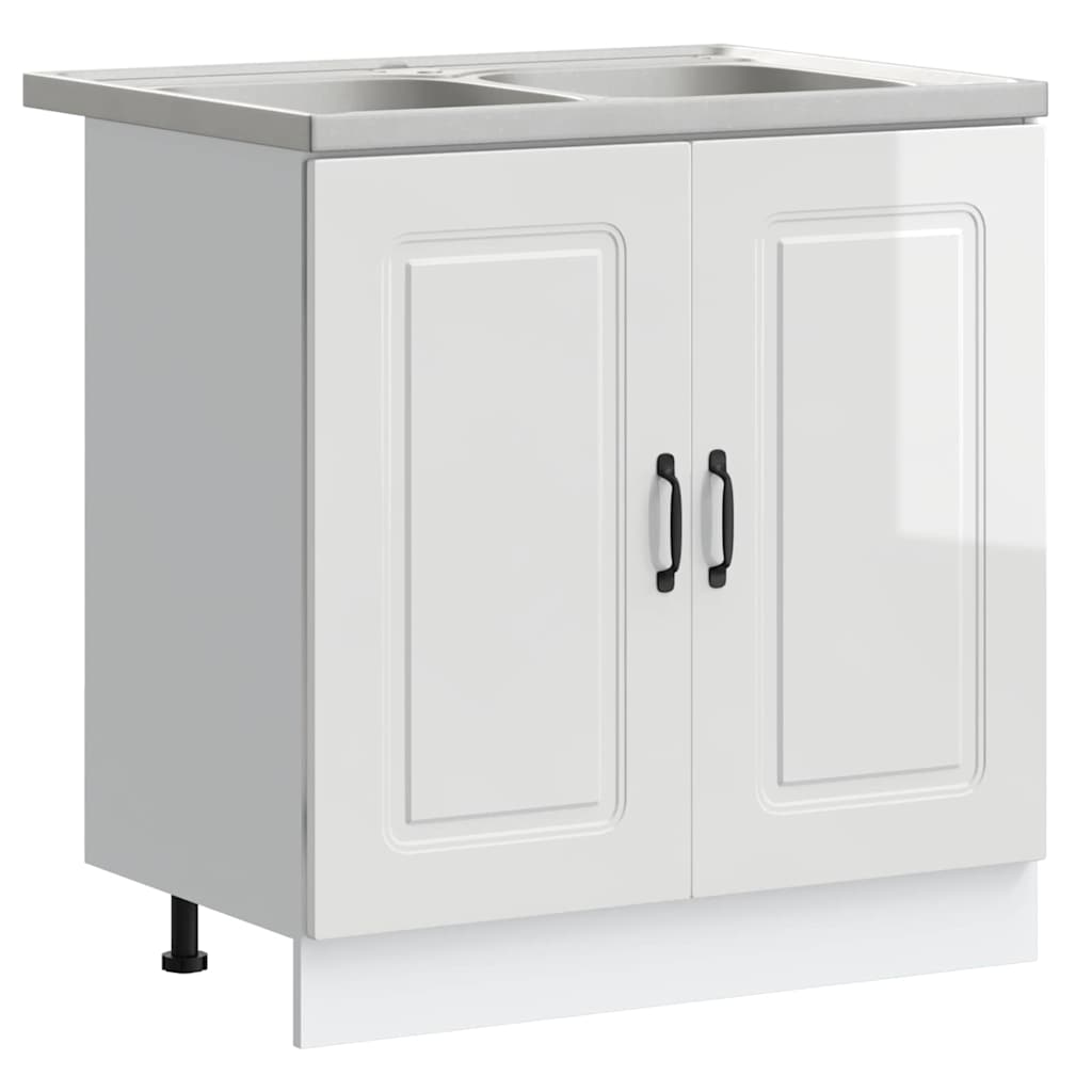 vidaXL Ντουλάπα Κουζίνας Kalmar Γυαλιστερό Λευκό 80 x 46 x 81,5 εκ