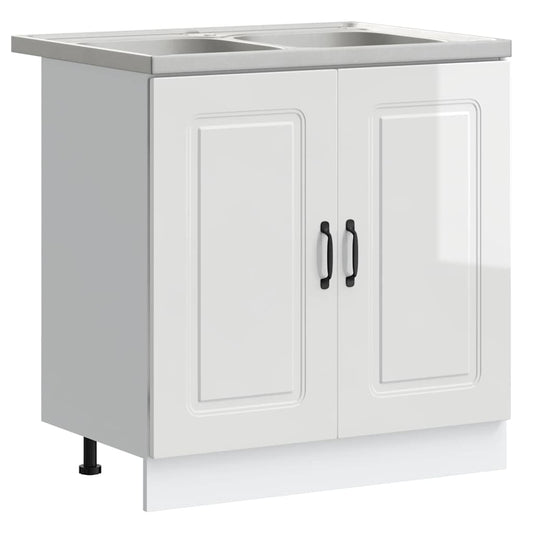 vidaXL Ντουλάπα Κουζίνας Kalmar Γυαλιστερό Λευκό 80 x 46 x 81,5 εκ