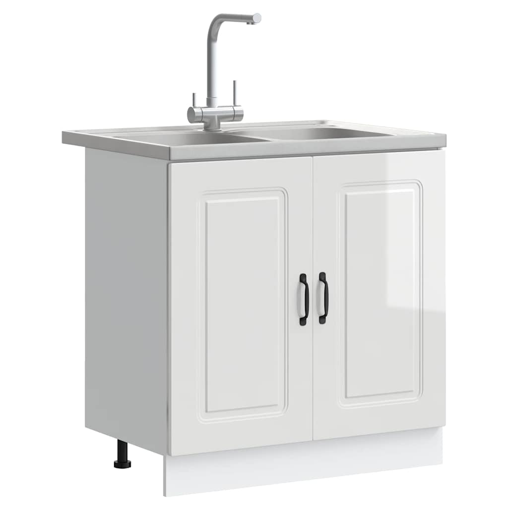 vidaXL Ντουλάπα Κουζίνας Kalmar Γυαλιστερό Λευκό 80 x 46 x 81,5 εκ
