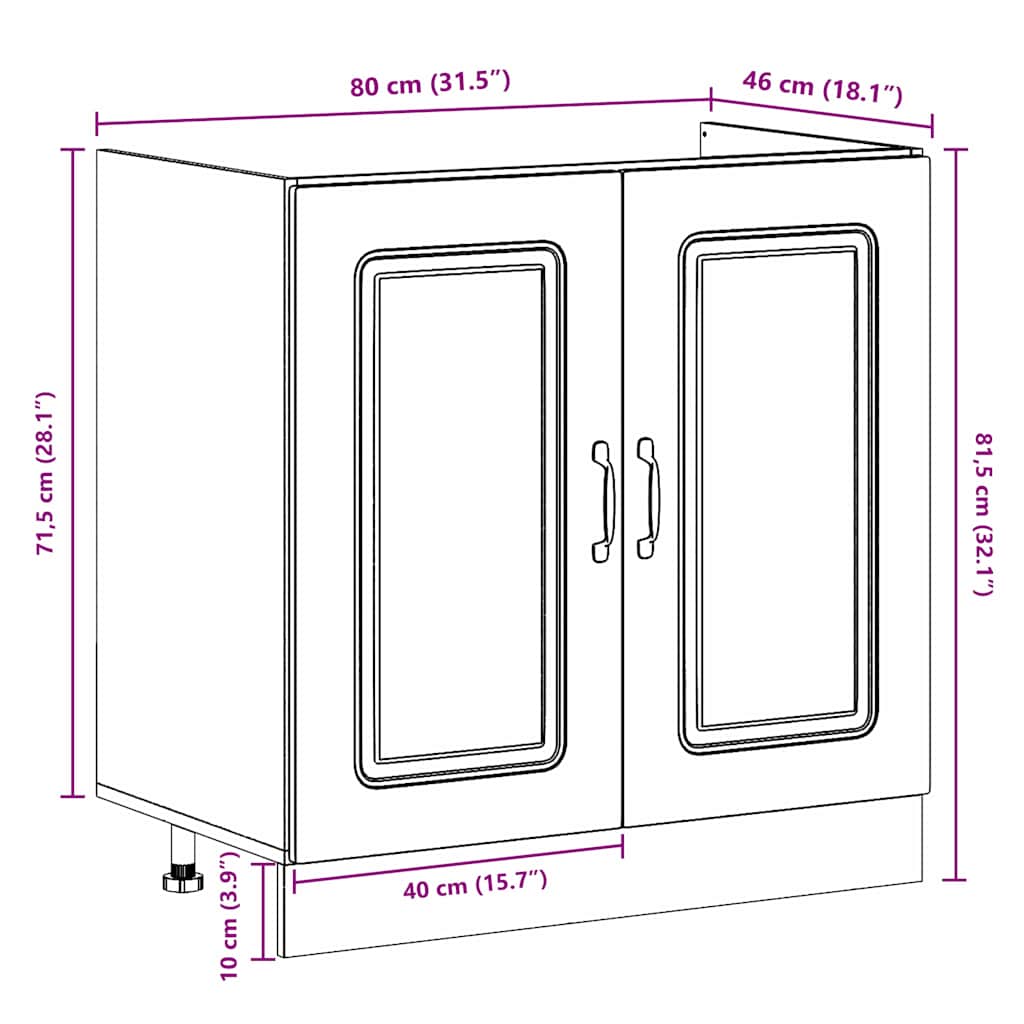 vidaXL Ντουλάπα Κουζίνας με πόρτα Kalmar Δρύς Sonoma 80 x 46 x 81,5 εκ