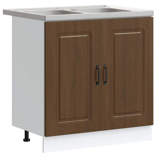 vidaXL Ντουλάπα Κουζίνας με πόρτα Kalmar Καφέ δρυς 80 x 46 x 81,5 εκ