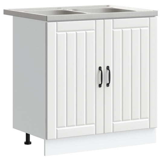 vidaXL Βάση νιπτήρα με αποθήκευση Lucca 2 pcs Λευκό Επεξεργασμένο ξύλο