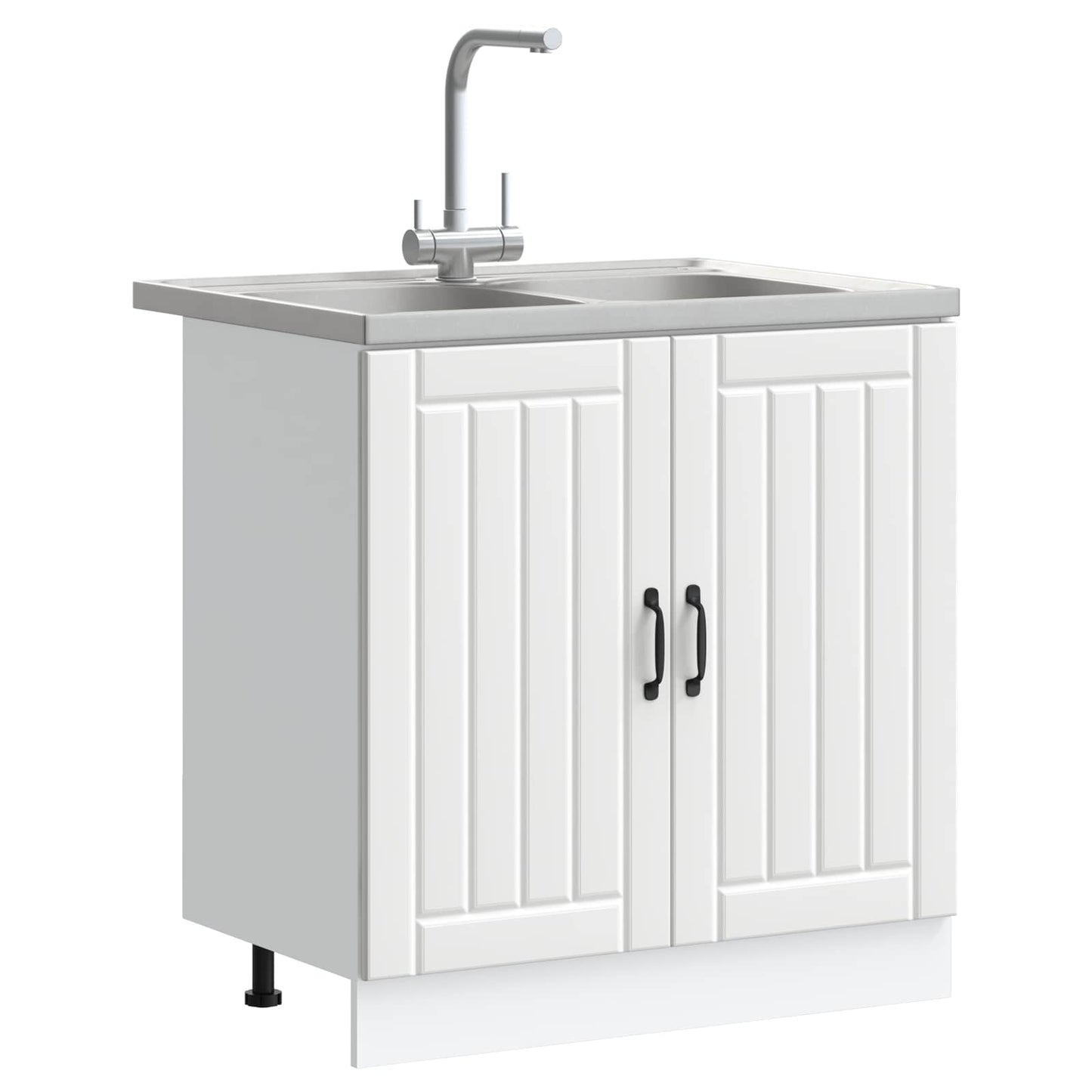 vidaXL Βάση νιπτήρα με αποθήκευση Lucca 2 pcs Λευκό Επεξεργασμένο ξύλο