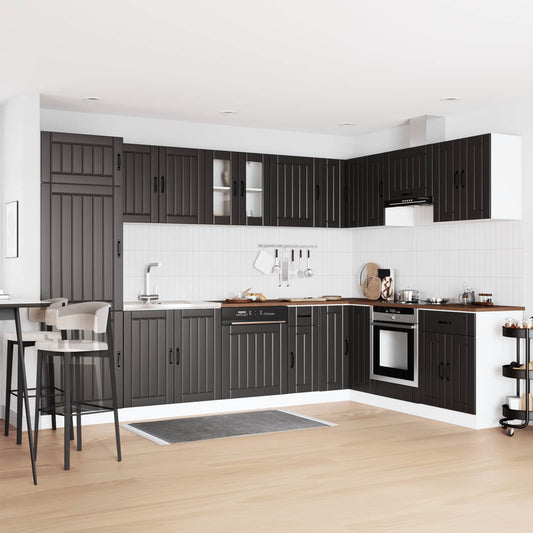 vidaXL Βάση νιπτήρα με αποθήκευση Lucca 2 pcs Μαύρο Επεξεργασμένο ξύλο