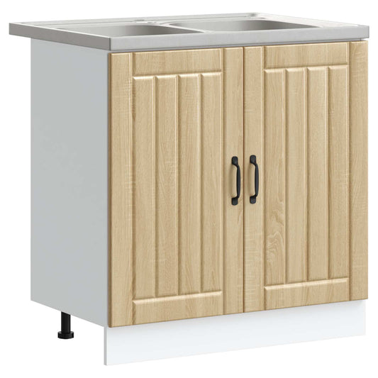 vidaXL Βάση νιπτήρα Lucca 2 pcs Δρύς Sonoma Επεξεργασμένο ξύλο