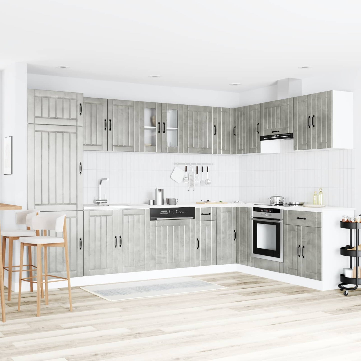 vidaXL Βάση νιπτήρα Lucca 2 pcs Σκυρόδεμα Γκρι Επεξεργασμένο ξύλο