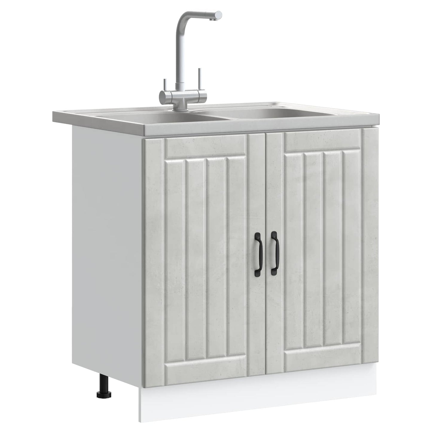 vidaXL Βάση νιπτήρα Lucca 2 pcs Σκυρόδεμα Γκρι Επεξεργασμένο ξύλο
