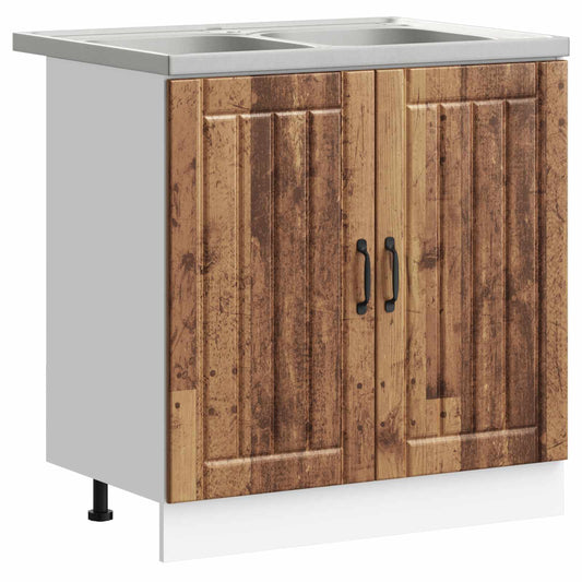 vidaXL Βάση νιπτήρα με πόρτα Lucca 2 pcs Παλιό ξύλο Επεξεργασμένο ξύλο
