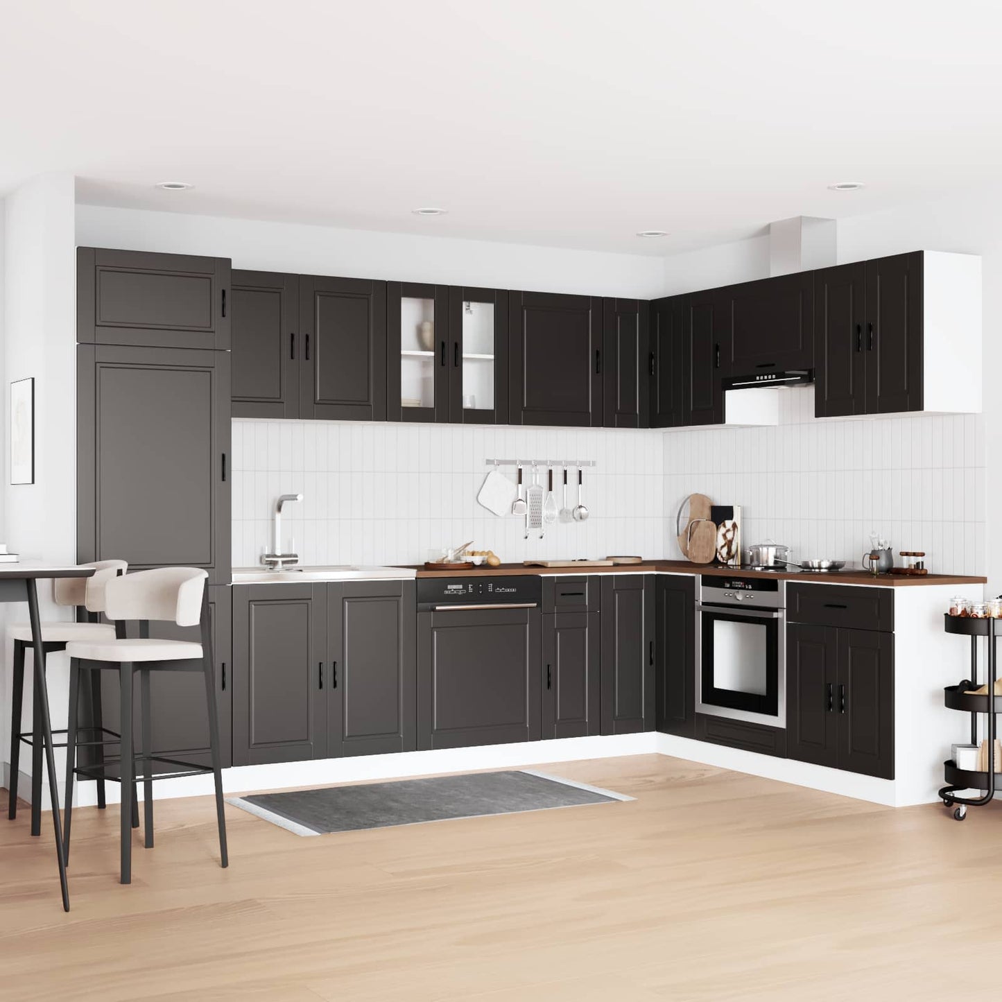 vidaXL Βάση νιπτήρα Porto 2 τεμ. Μαύρο 80 x 46 x 81,5 εκ