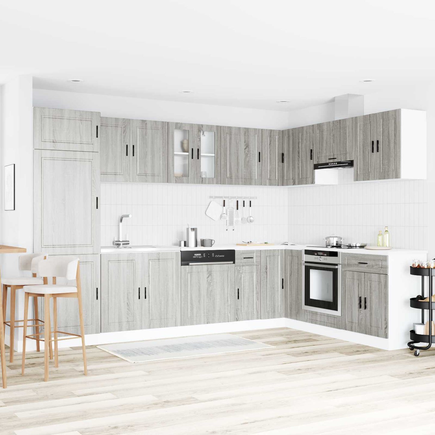 vidaXL Βάση νιπτήρα Porto 2 τεμ. Γκρι 80 x 46 x 81,5 εκ