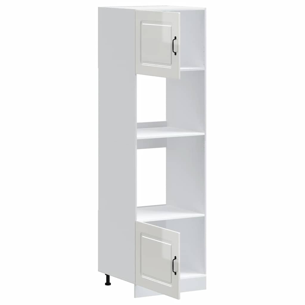 vidaXL Ντουλάπια Φούρνου 2 τεμ. "Kalmar" Γυαλιστερό Λευκό Ξύλο Μηχανικής Επεξεργασίας