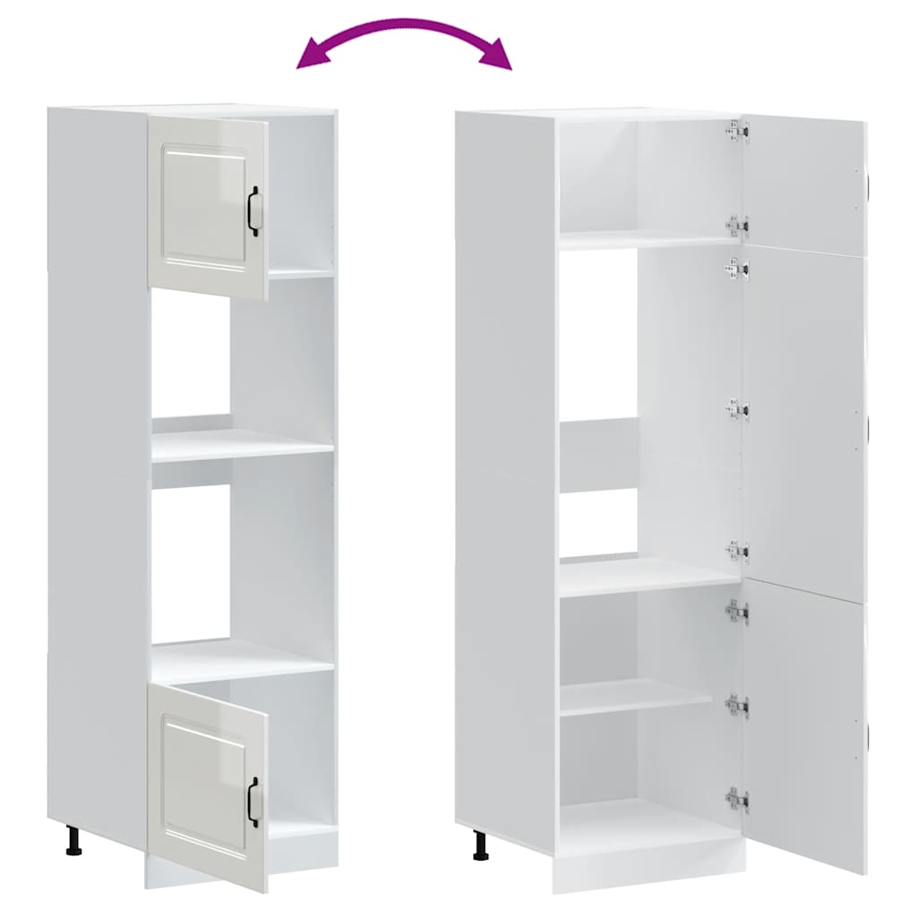 vidaXL Ντουλάπια Φούρνου 2 τεμ. "Kalmar" Γυαλιστερό Λευκό Ξύλο Μηχανικής Επεξεργασίας