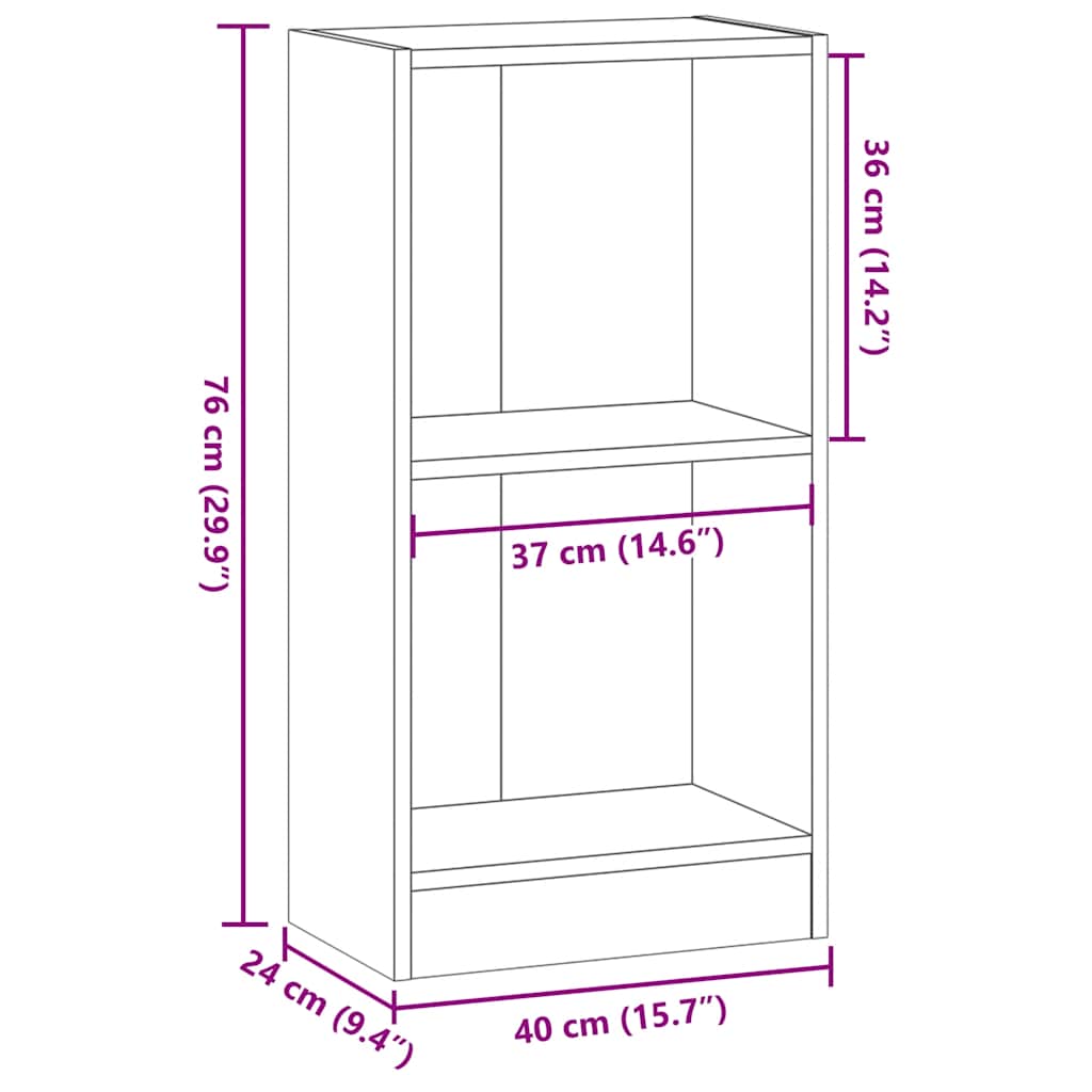 vidaXL Βιβλιοθήκη Γκρι Sonoma 40x24x76 cm Ξύλινη κατασκευή