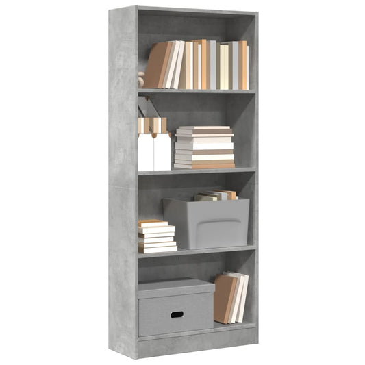 vidaXL Βιβλιοθήκη Γκρι Σκυροδέματος 60x24x143 εκ. Επεξεργ. Ξύλο