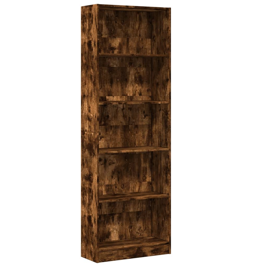 vidaXL Βιβλιοθήκη Καπνιστή Δρυς 60x24x176 εκ. από Επεξεργασμένο Ξύλο