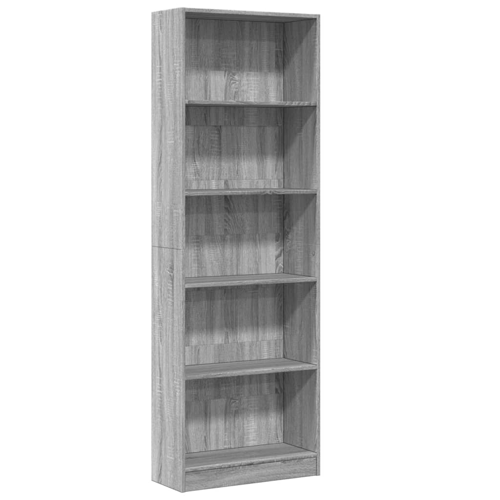 vidaXL Βιβλιοθήκη Γκρι Sonoma 60x24x176 εκ. από Επεξεργασμένο Ξύλο