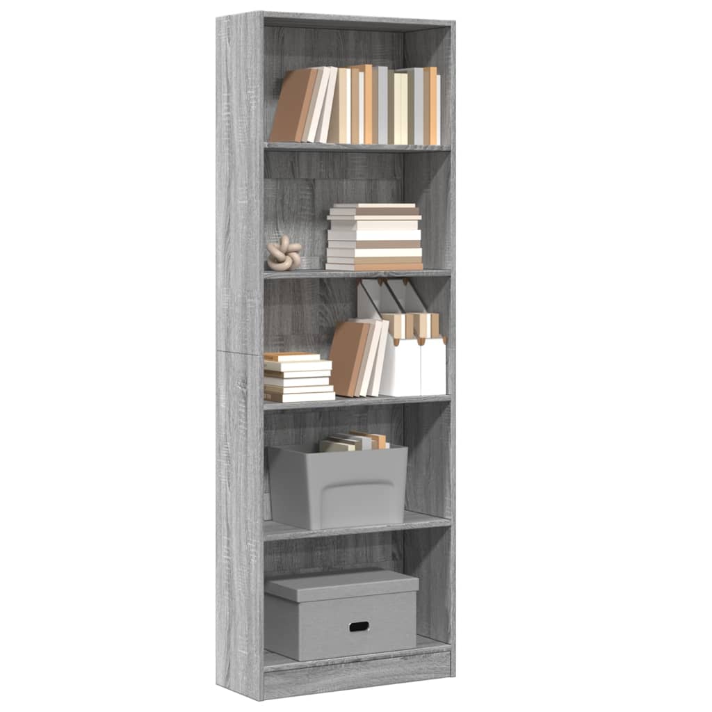 vidaXL Βιβλιοθήκη Γκρι Sonoma 60x24x176 εκ. από Επεξεργασμένο Ξύλο