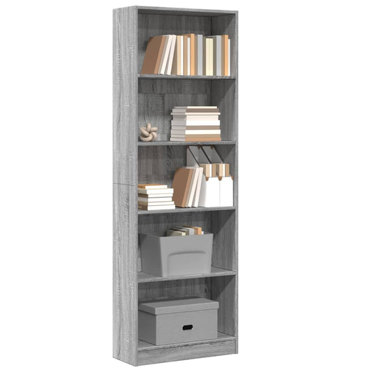 vidaXL Βιβλιοθήκη Γκρι Sonoma 60x24x176 εκ. από Επεξεργασμένο Ξύλο