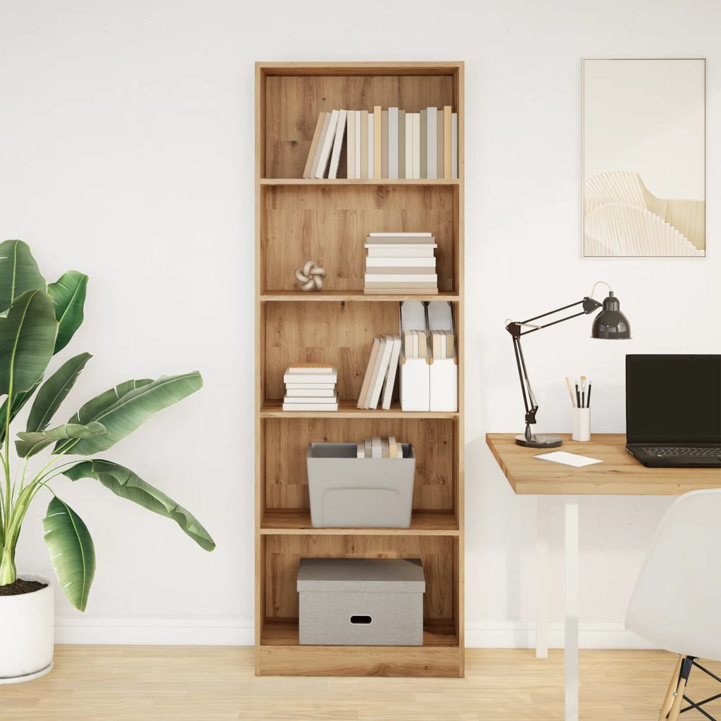 vidaXL Βιβλιοθήκη Αρτισιανή Δρυς 60x24x176 εκ. από Επεξεργασμένο Ξύλο