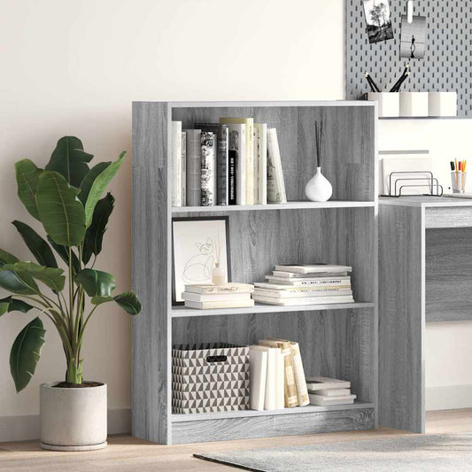 vidaXL Βιβλιοθήκη Γκρι Sonoma 80x24x109 εκ. από Επεξεργ. Ξύλο