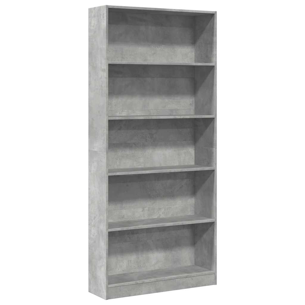 vidaXL Βιβλιοθήκη Γκρι Σκυροδέματος 80x24x176 εκ. Επεξεργ. Ξύλο