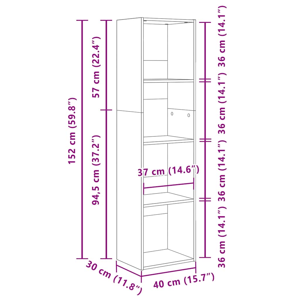 vidaXL Βιβλιοθήκη Sonoma Δρυς 40x30x152 εκ. από Επεξεργασμένο Ξύλο