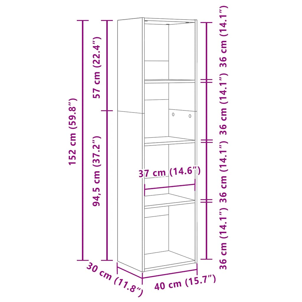 vidaXL Βιβλιοθήκη Καπνιστή Δρυς 40x30x152 εκ. από Επεξεργασμένο Ξύλο
